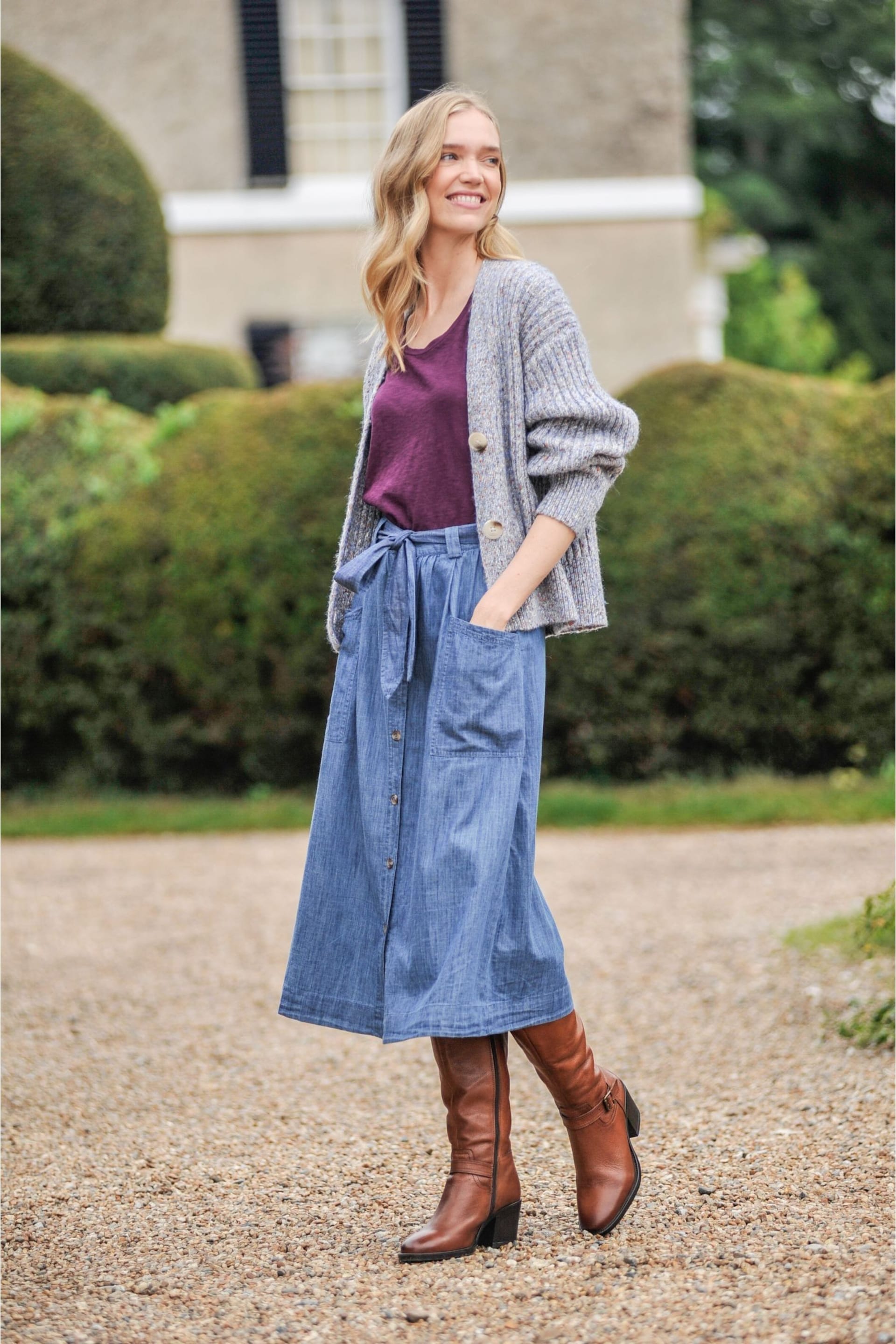 Burgs Womens Blue Kerley Midi Skirt - Image 1 of 6