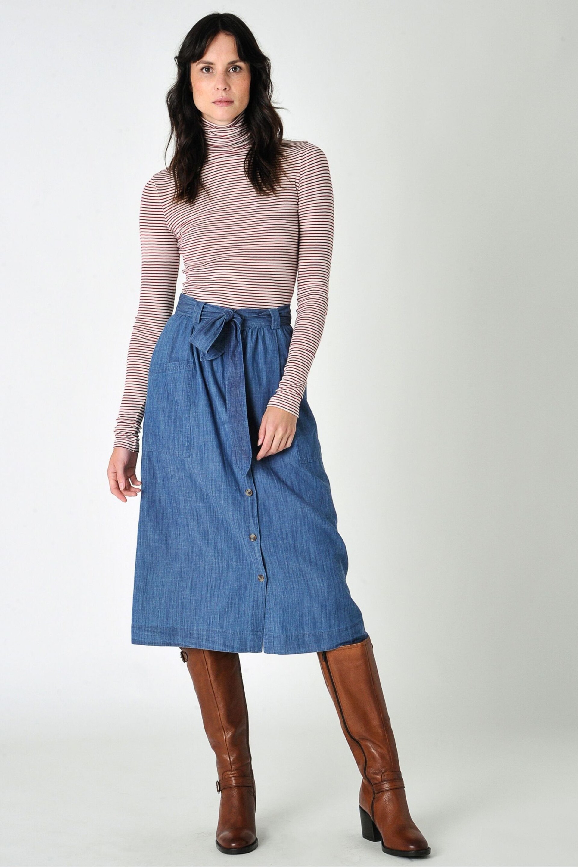 Burgs Womens Blue Kerley Midi Skirt - Image 4 of 6