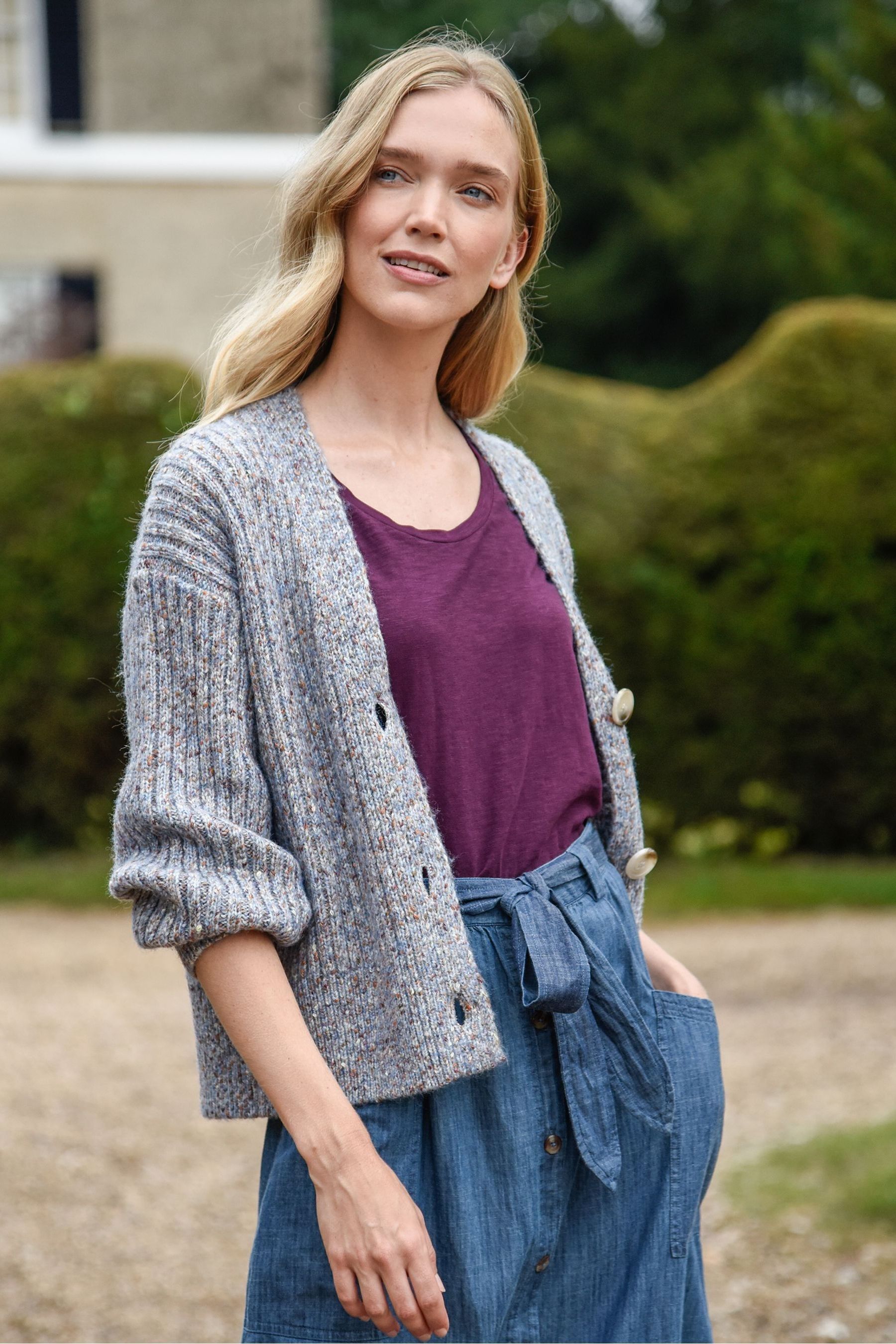 Buy Burgs Meeth Womens Short Boxy Cardigan from Next Ireland