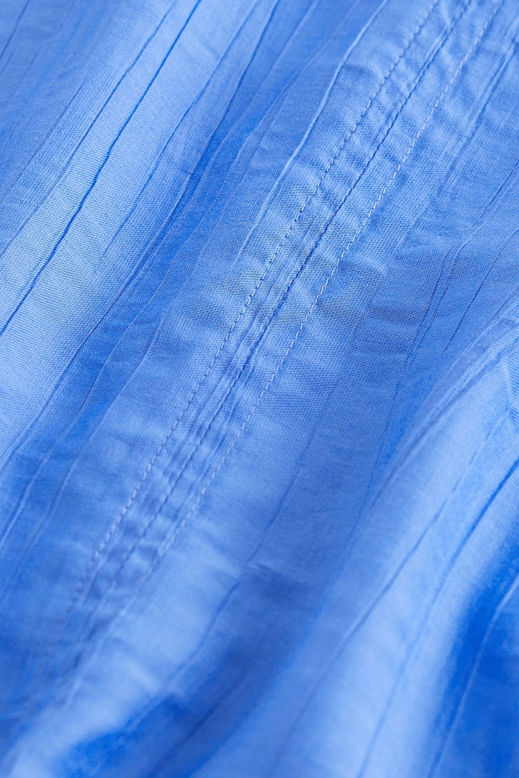 Cobalt Blue Gathered Short Sleeve Textured Boxy T-Shirt - Image 6 of 6