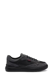 HUGO Leather Suede Mix Cupsole Black Trainers - Image 1 of 4