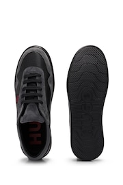 HUGO Leather Suede Mix Cupsole Black Trainers - Image 3 of 4