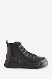 HUGO High Black Top in Split Leather With Red Logo - Image 1 of 7