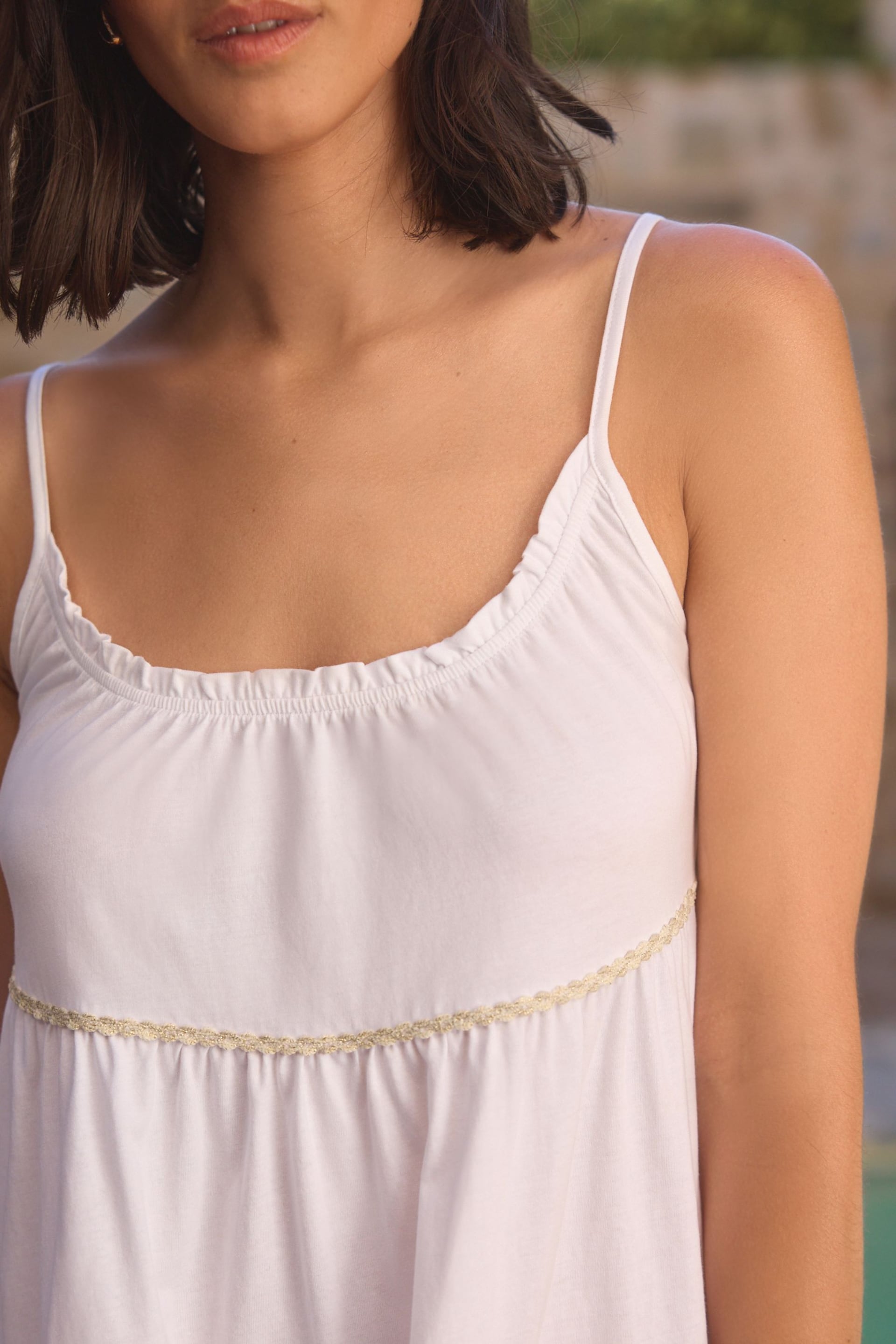 White Jersey Tiered Summer Dress - Image 4 of 7