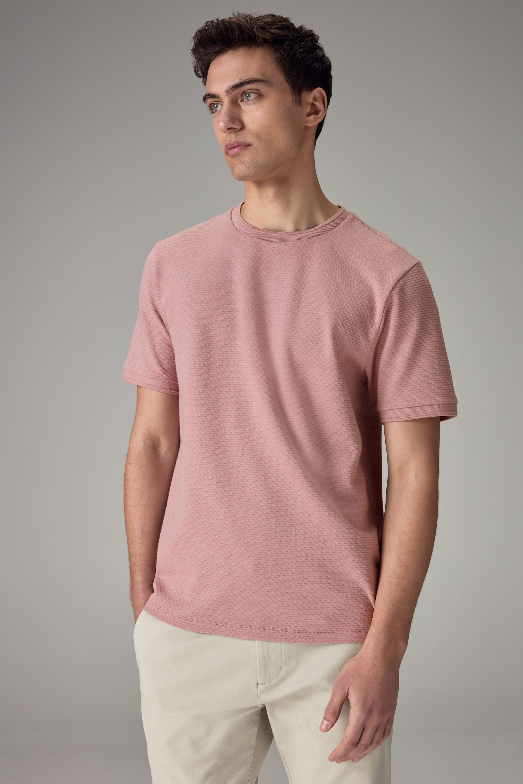 Buy Pink Textured T Shirt from the Next UK online shop
