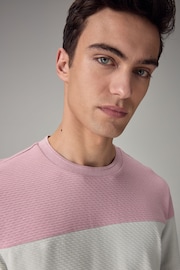Pink/Grey/White Textured Colour Block T-Shirt - Image 4 of 7