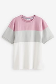 Pink/Grey/White Textured Colour Block T-Shirt - Image 5 of 7