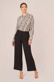 Adrianna Papell Solid Wide Leg Ankle Elastic Back Black Trousers - Image 3 of 6