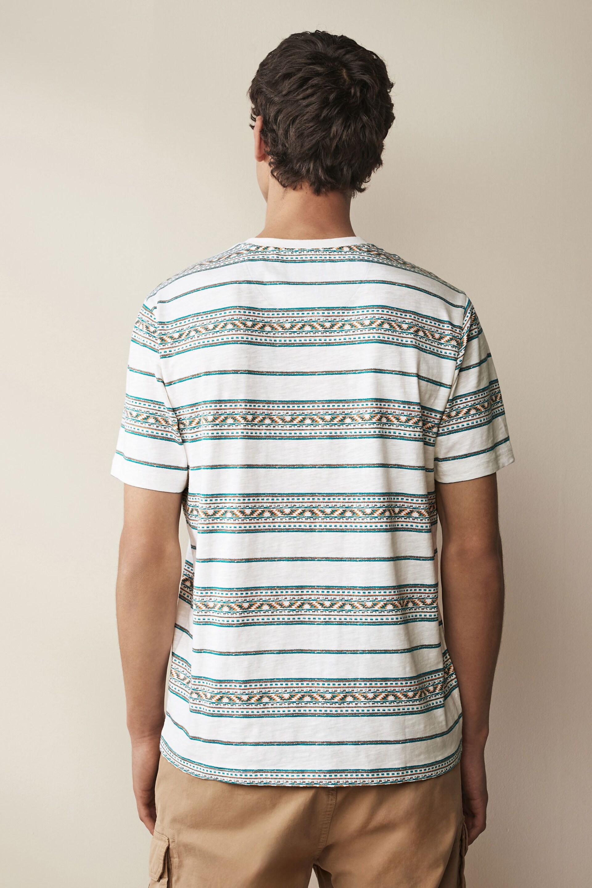 White Navajo Textured Stripe T-Shirt - Image 3 of 7