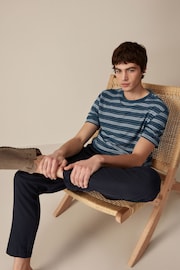 Navy Blue Textured Stripe T-Shirt - Image 2 of 4