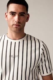 Ecru/Grey Textured Vertical Stripe T-Shirt - Image 1 of 8