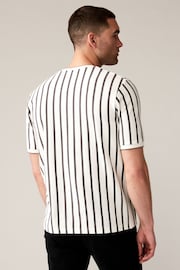 Ecru/Grey Textured Vertical Stripe T-Shirt - Image 3 of 8