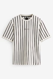 Ecru/Grey Textured Vertical Stripe T-Shirt - Image 6 of 8