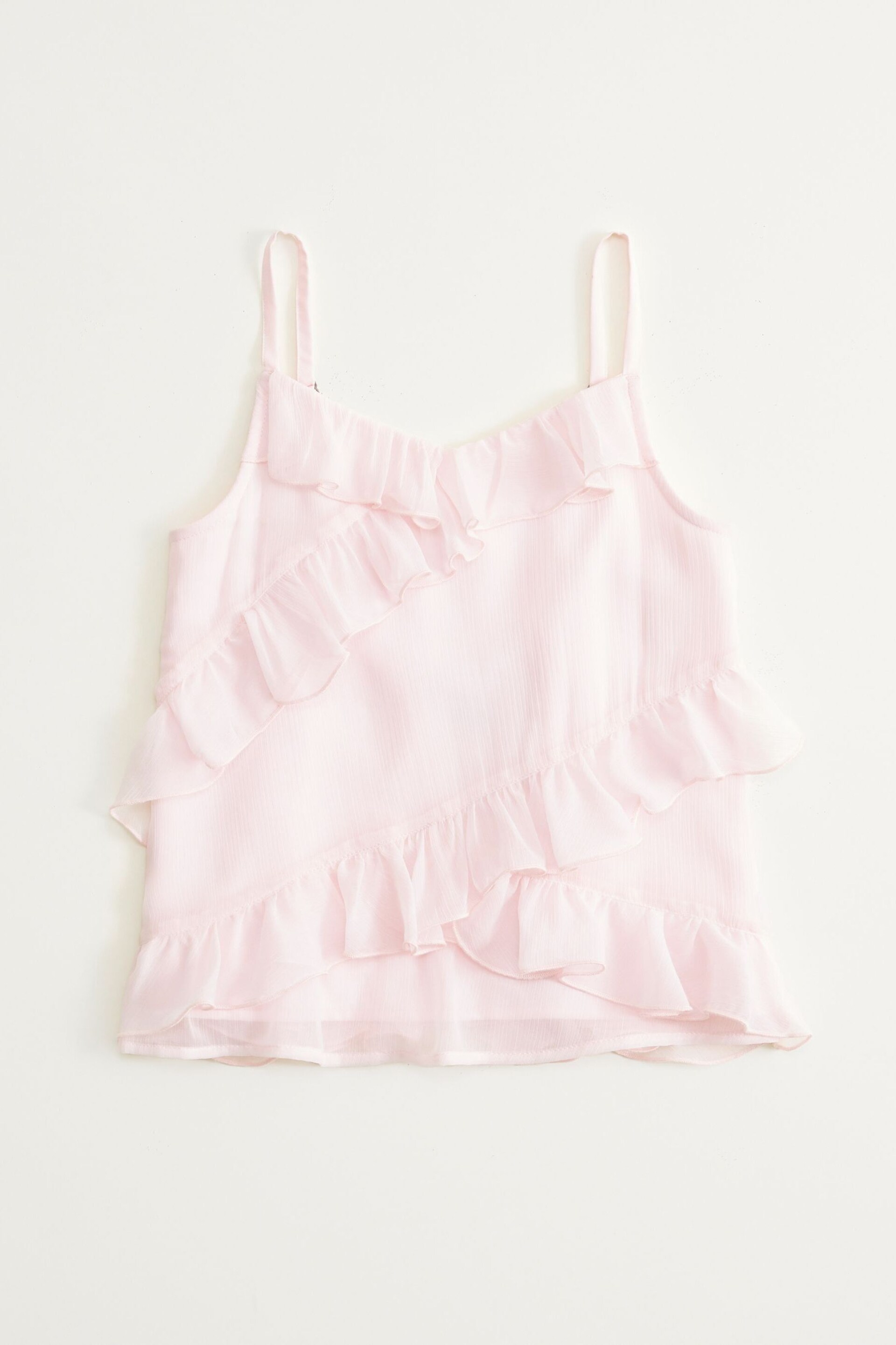 Abercrombie & Fitch Pink Ruffle Frill Cami Top - Image 1 of 2