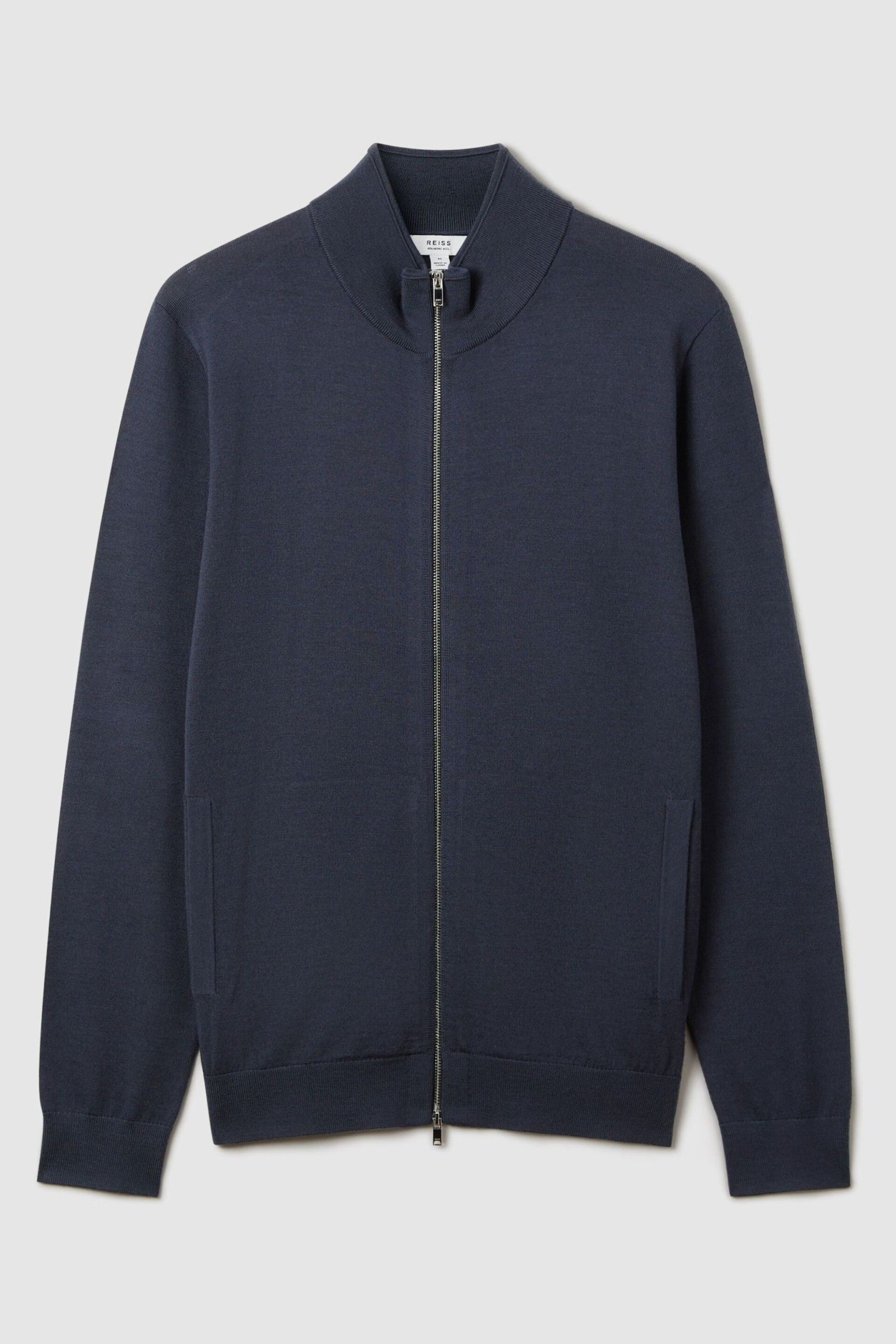 Reiss Blue Smoke Hampshire Merino Wool Funnel-Neck Jacket - Image 2 of 6