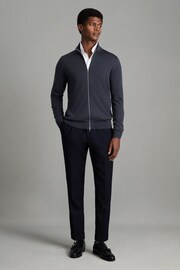 Reiss Blue Smoke Hampshire Merino Wool Funnel-Neck Jacket - Image 3 of 6