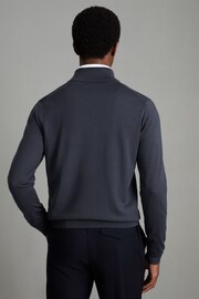 Reiss Blue Smoke Hampshire Merino Wool Funnel-Neck Jacket - Image 4 of 6