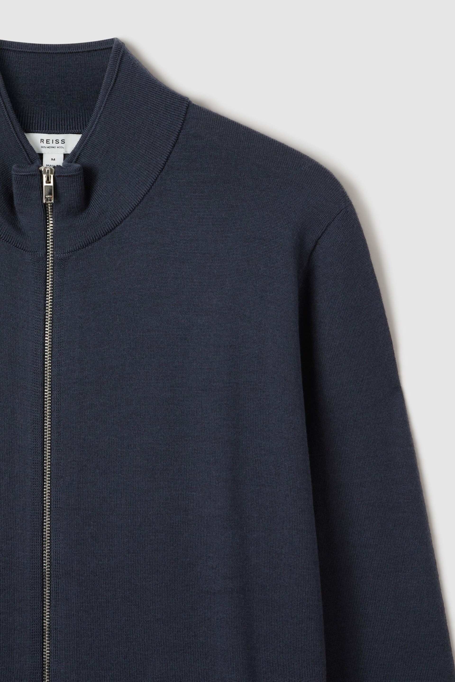 Reiss Blue Smoke Hampshire Merino Wool Funnel-Neck Jacket - Image 5 of 6