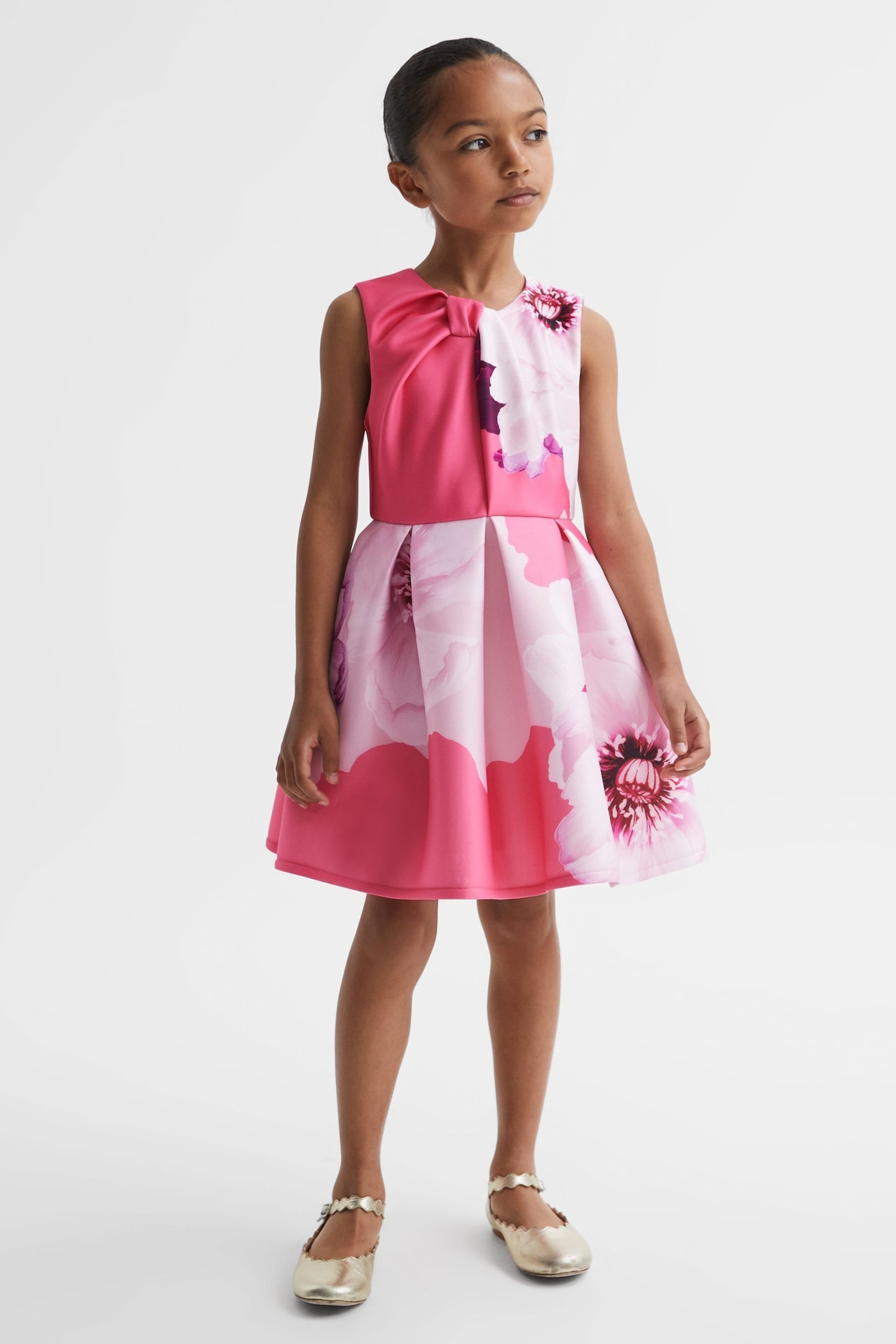 Reiss Pink Rosalind Senior Scuba Floral Print Dress - Image 3 of 6
