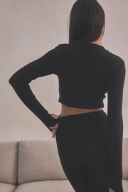 Self. Black Long Sleeve Waffle Top - Image 3 of 7