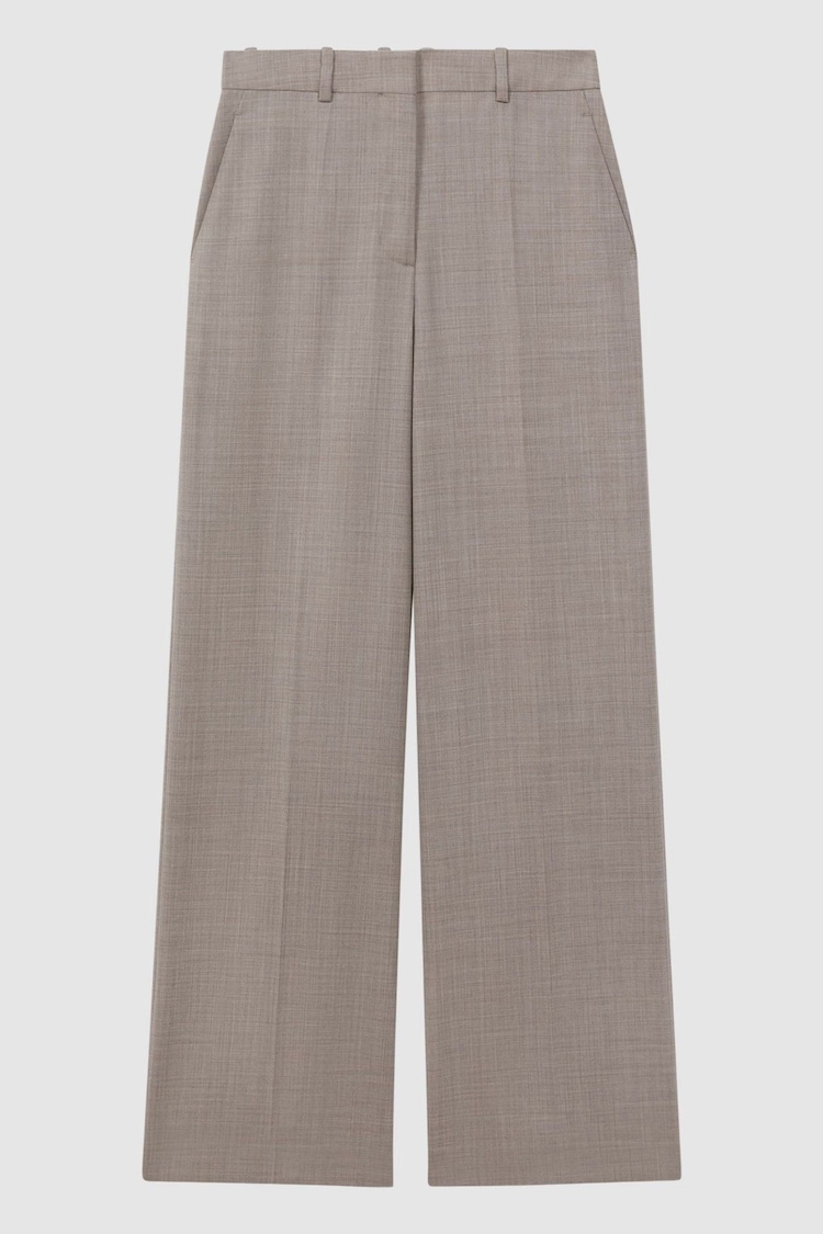 Reiss Oatmeal Hazel Wool Blend Wide Leg Suit Trousers - Image 2 of 5