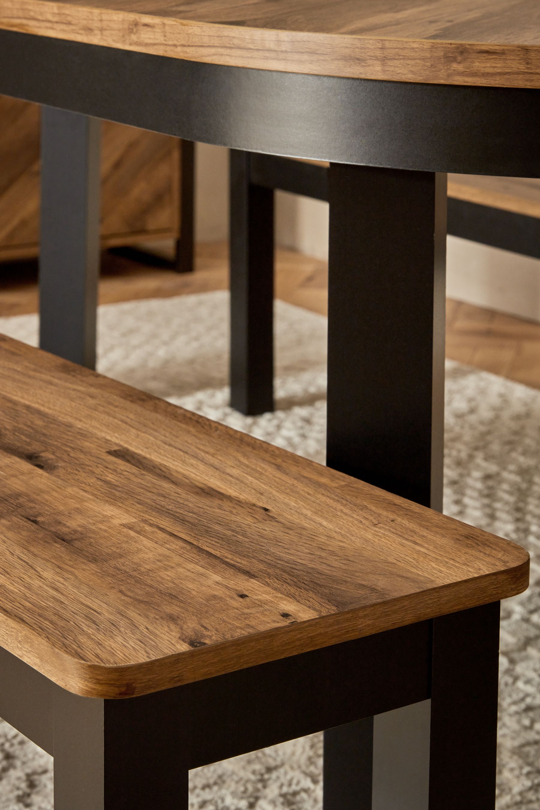 Buy Dark Bronx Oak Effect 8 Seater Dining Table and Bench Set from the Next UK online shop