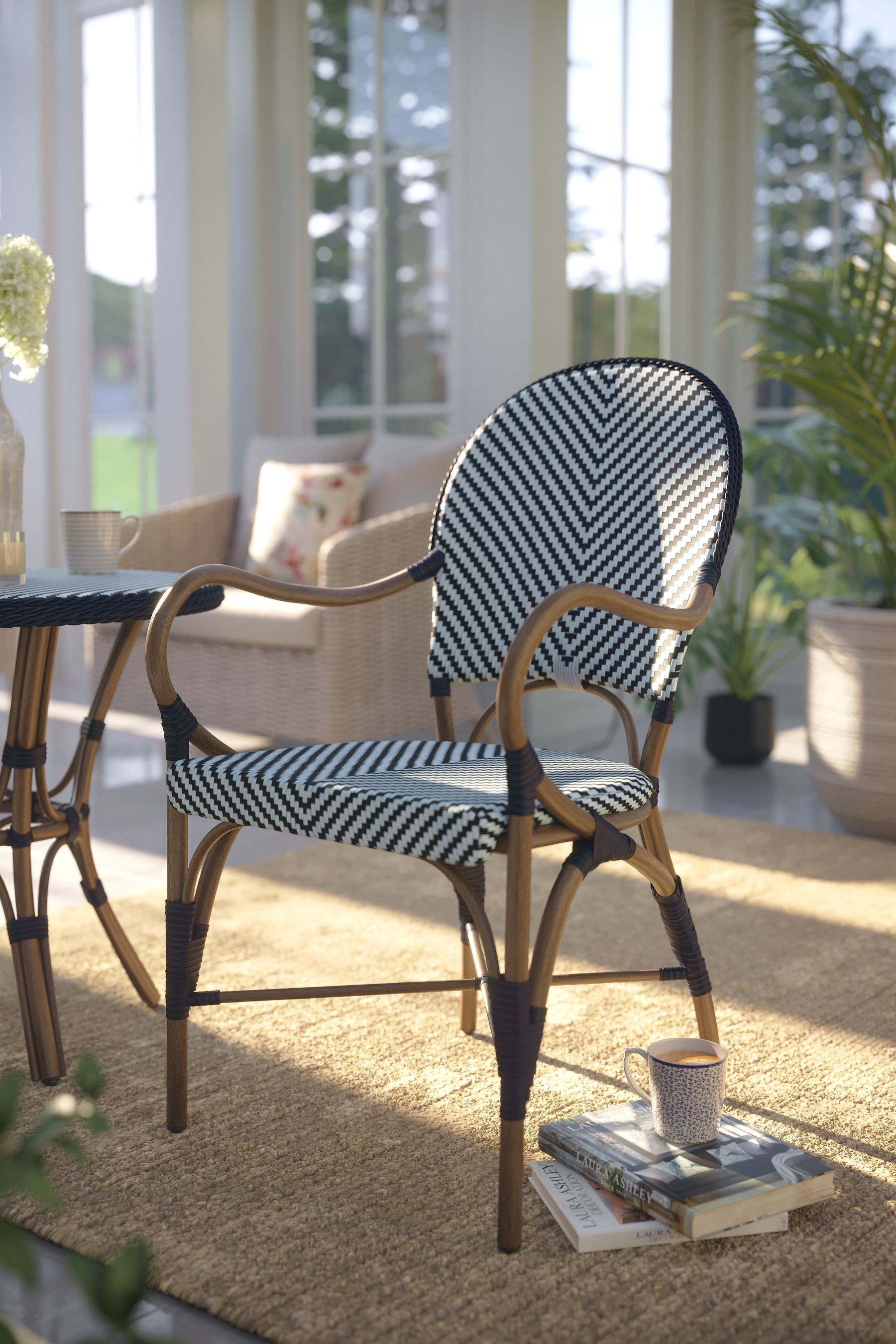 Buy Laura Ashley Navy Riviera French Bistro Hand Woven Garden Dining Chair from the Next UK online shop