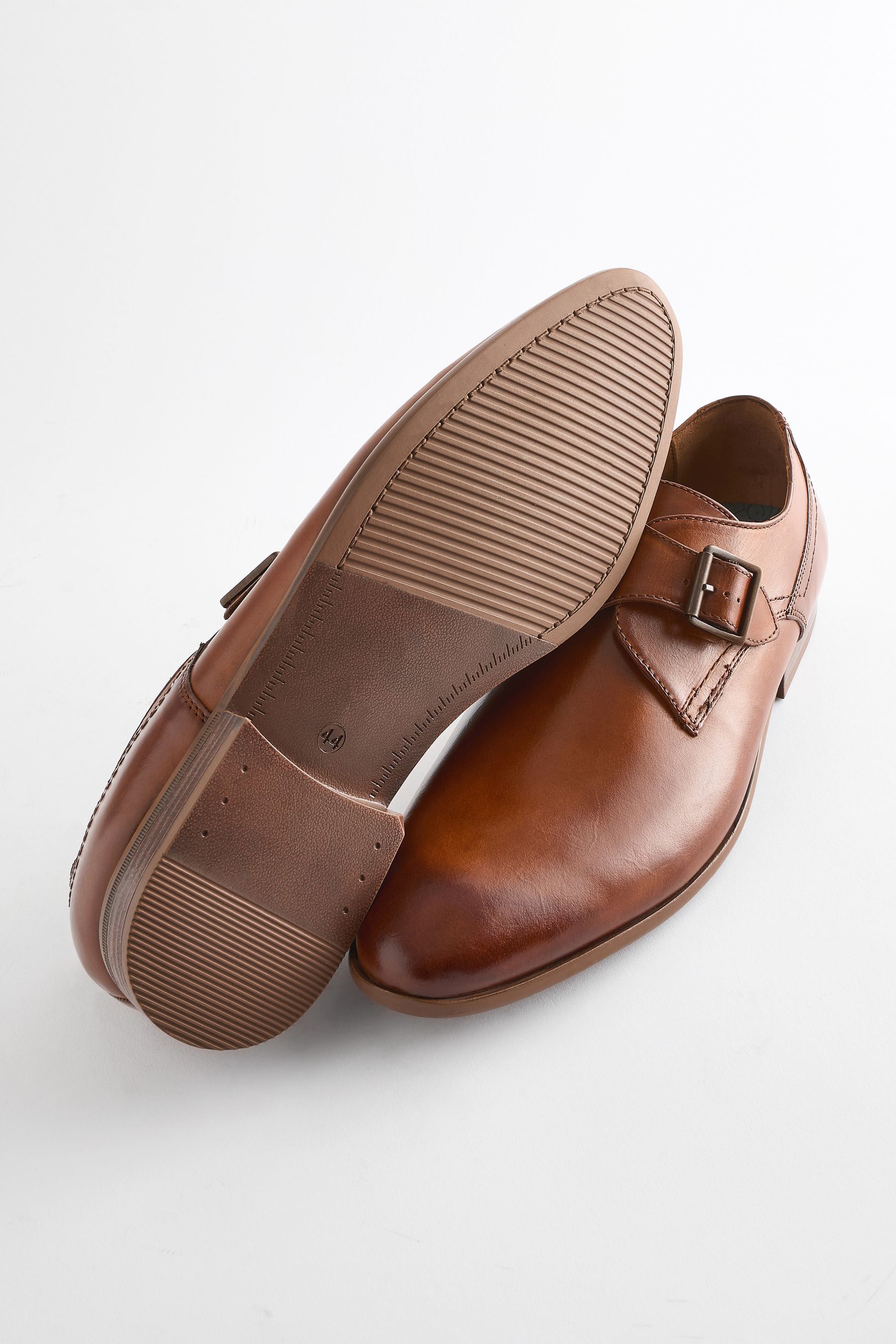 Tan single monk strap shoes hot sale
