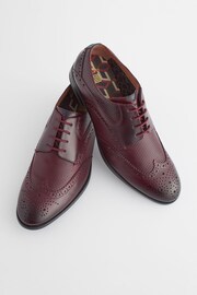 Burgundy Red Leather Embossed Wing Cap Brogues Shoes - Image 3 of 8