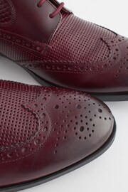 Burgundy Red Leather Embossed Wing Cap Brogues Shoes - Image 6 of 8