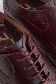 Burgundy Red Leather Embossed Wing Cap Brogues Shoes - Image 7 of 8
