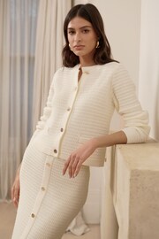 Lipsy Cream Co-Ord Button Through Knit Cardigan - Image 1 of 4