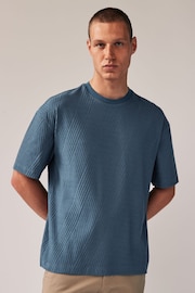 Blue Relaxed Fit Textured T-Shirt - Image 2 of 7