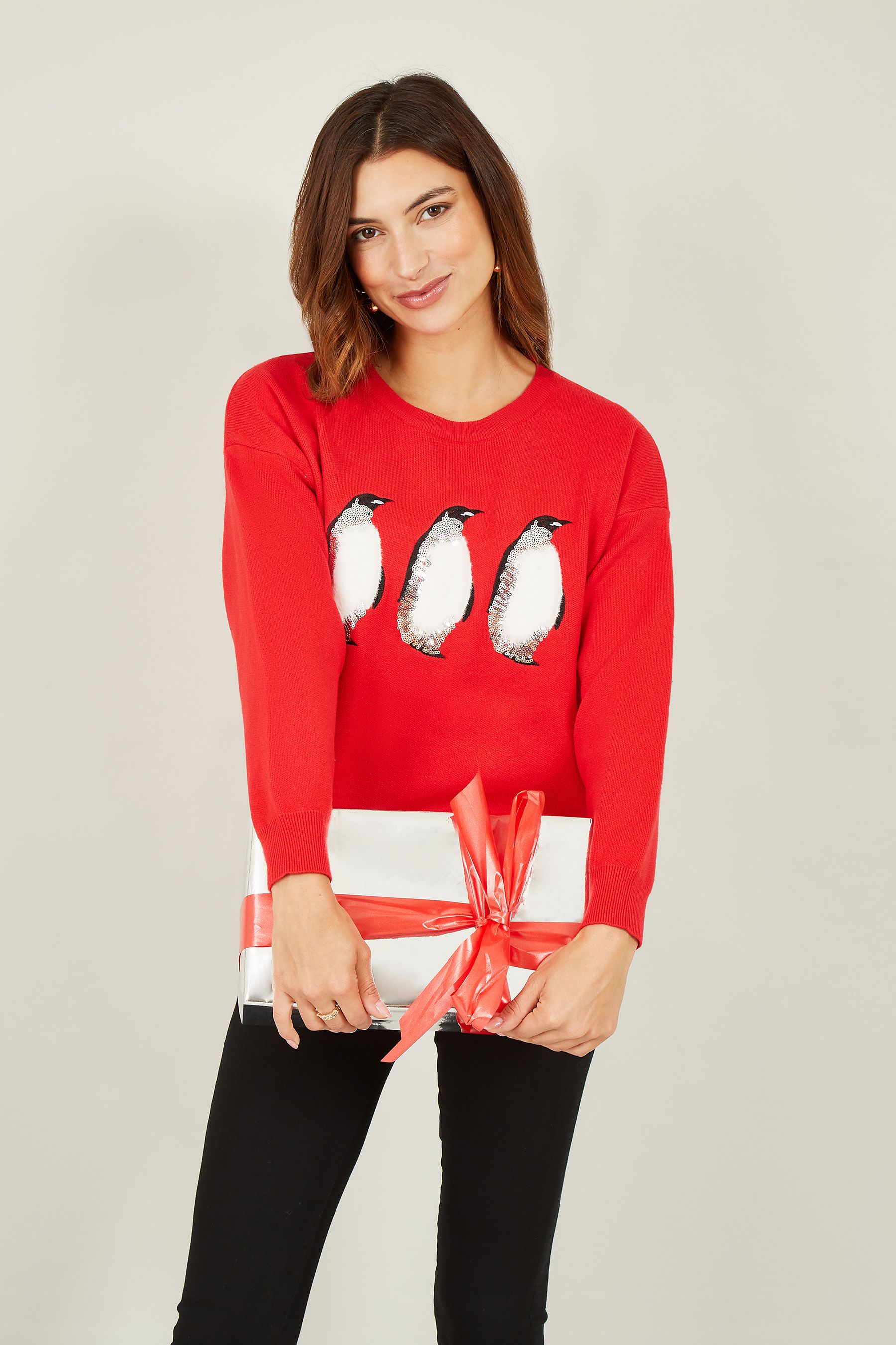 Buy Yumi Red Christmas Festive Penguin Knitted Jumper from the Next UK online shop
