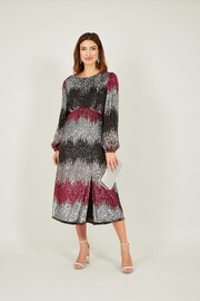 Yumi Natural Sequin Ombre Long Sleeve Midi Dress - Image 3 of 5