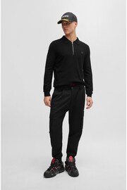HUGO Black Zip Neck Textured Polo Shirt - Image 3 of 5
