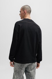 HUGO Relaxed-Fit Long-Sleeved Black T-Shirt With Logo Print - Image 2 of 5