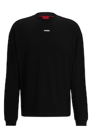 HUGO Relaxed-Fit Long-Sleeved Black T-Shirt With Logo Print - Image 5 of 5