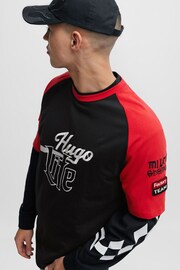 HUGO Racing Logo Artwork Relaxed Fit Black T-Shirt - Image 6 of 7