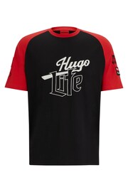 HUGO Racing Logo Artwork Relaxed Fit Black T-Shirt - Image 7 of 7