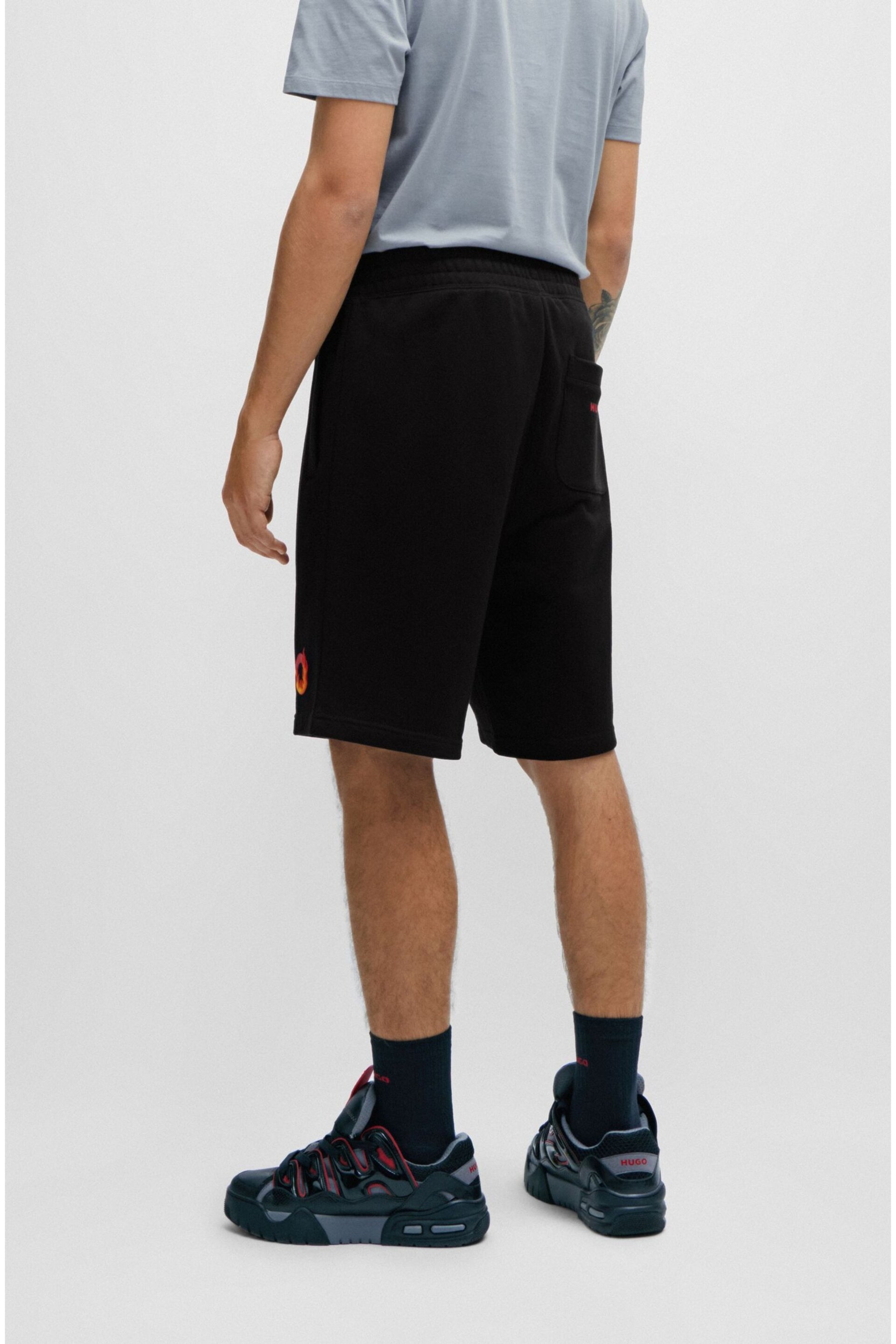 Hugo Cotton-Terry Shorts With Puffed Flame Logo - Image 3 of 6