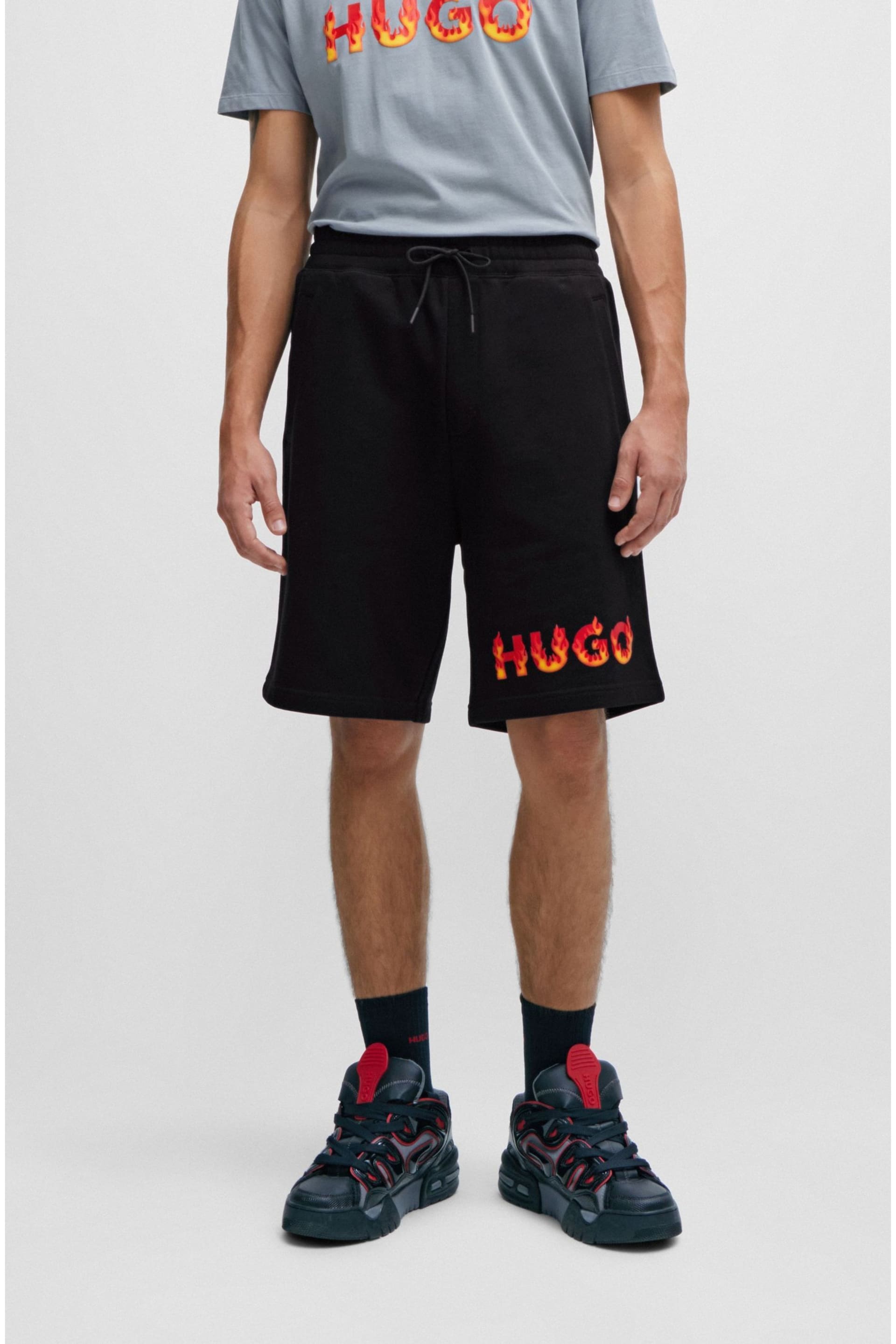 Hugo Cotton-Terry Shorts With Puffed Flame Logo - Image 4 of 6