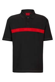 HUGO Black Cotton-blend Polo Shirt - Image 8 of 8