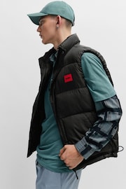 HUGO Water-Repellent Black Puffer Gilet With Red Logo Badge - Image 4 of 6