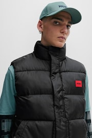 HUGO Water-Repellent Black Puffer Gilet With Red Logo Badge - Image 5 of 6