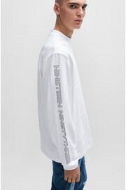 HUGO Racing Inspired Back Graphic Long Sleeve Relaxed Fit White T-Shirt - Image 3 of 5
