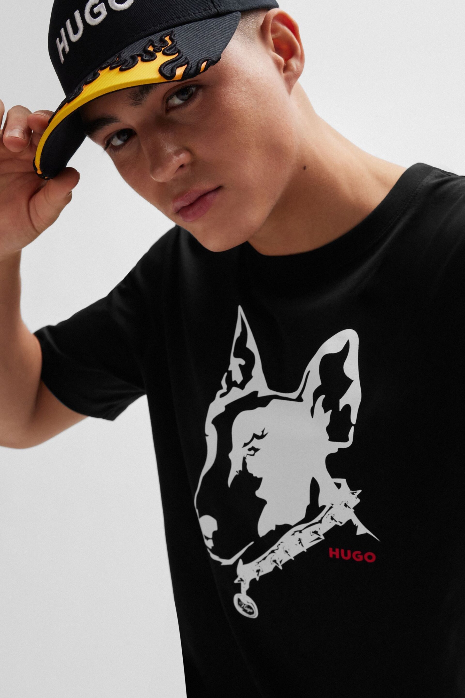 HUGO Dog Graphic Print Regular Fit T-Shirt - Image 4 of 5
