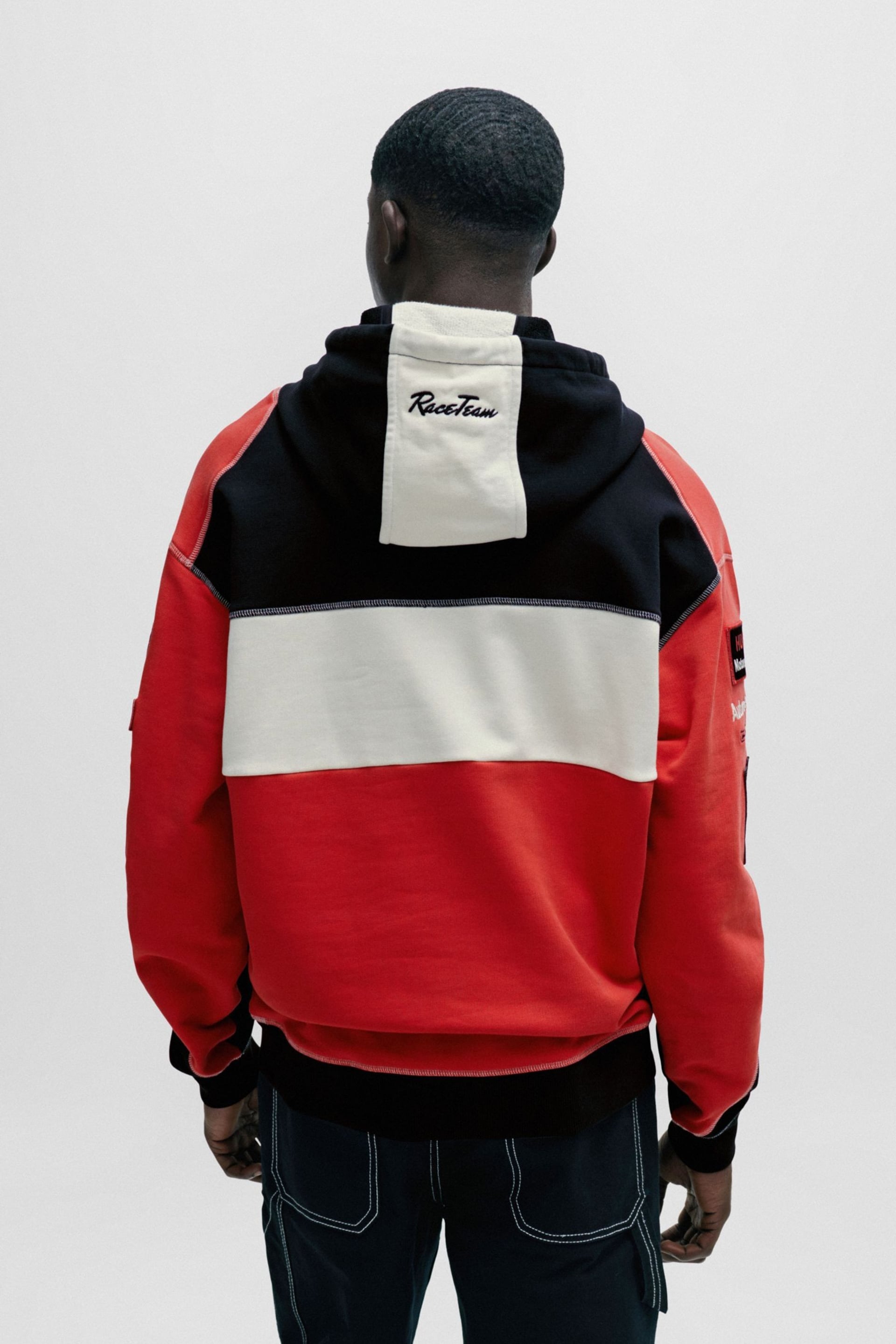 HUGO Red/Black Racing Inspired Logo Relaxed Fit Hoodie - Image 2 of 5