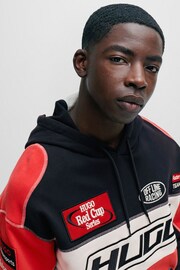 HUGO Red/Black Racing Inspired Logo Relaxed Fit Hoodie - Image 4 of 5