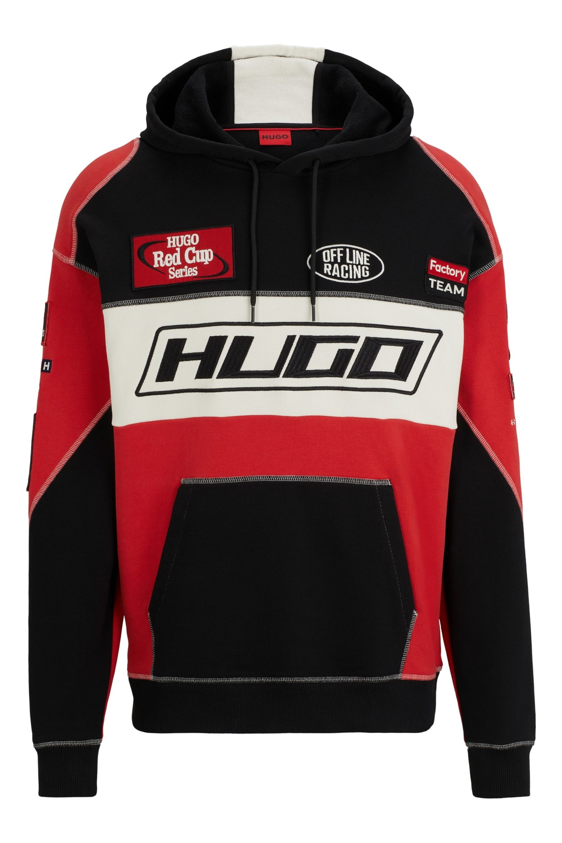 HUGO Red/Black Racing Inspired Logo Relaxed Fit Hoodie - Image 5 of 5
